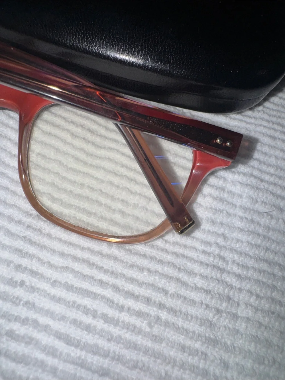 Kate Young for Tura - pink/brown glasses frames with stud detail